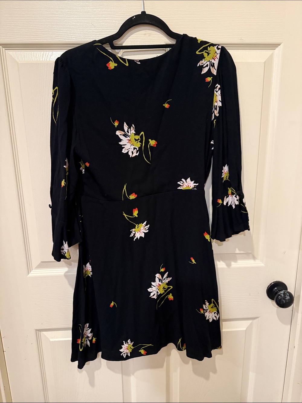 Free People Time On Side black floral mini wrap dress, medium - Picture 8 of 9